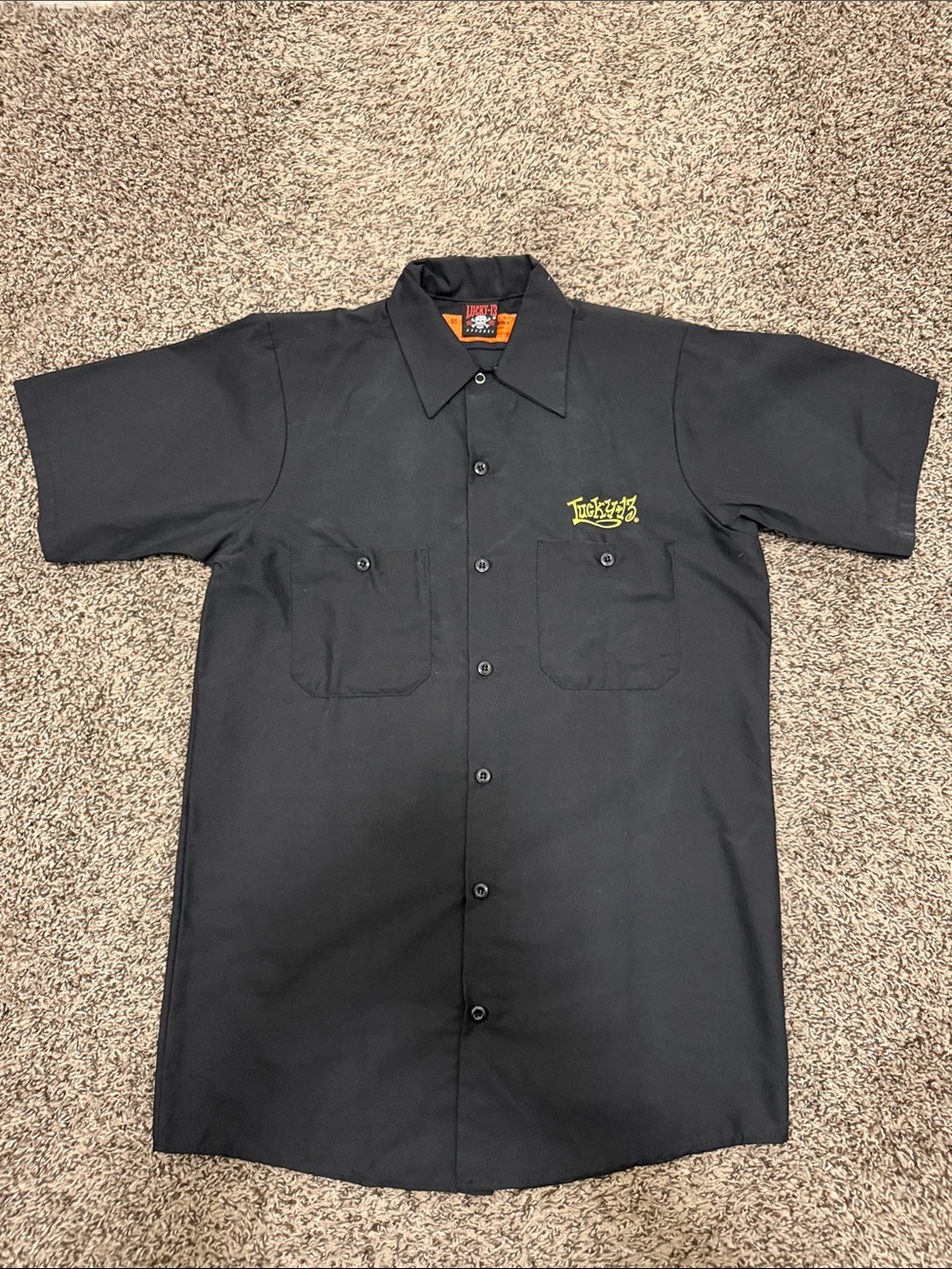 Lucky 13 Black Short-Sleeve Button-Up Back Design